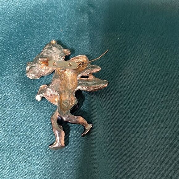 Vintage Black and Gold Angel Figurine Brooch - Picture 5 of 6